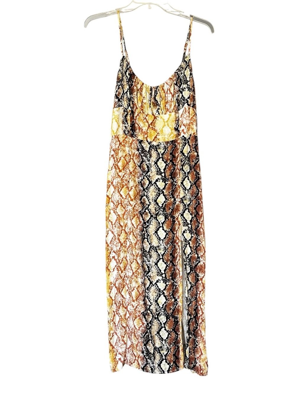 L*SPACE Portola Dress Pretty In Python Snake Print Midi Dress Side Slit Size L - Picture 4 of 12